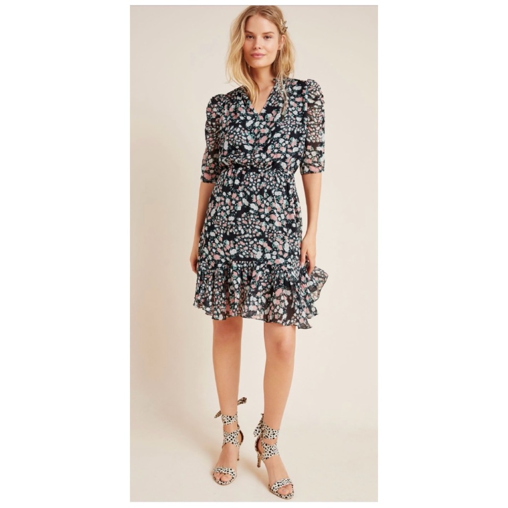 *NWOT Anthropologie Shoshanna Alexandrina Mini Dres in Black Floral Print